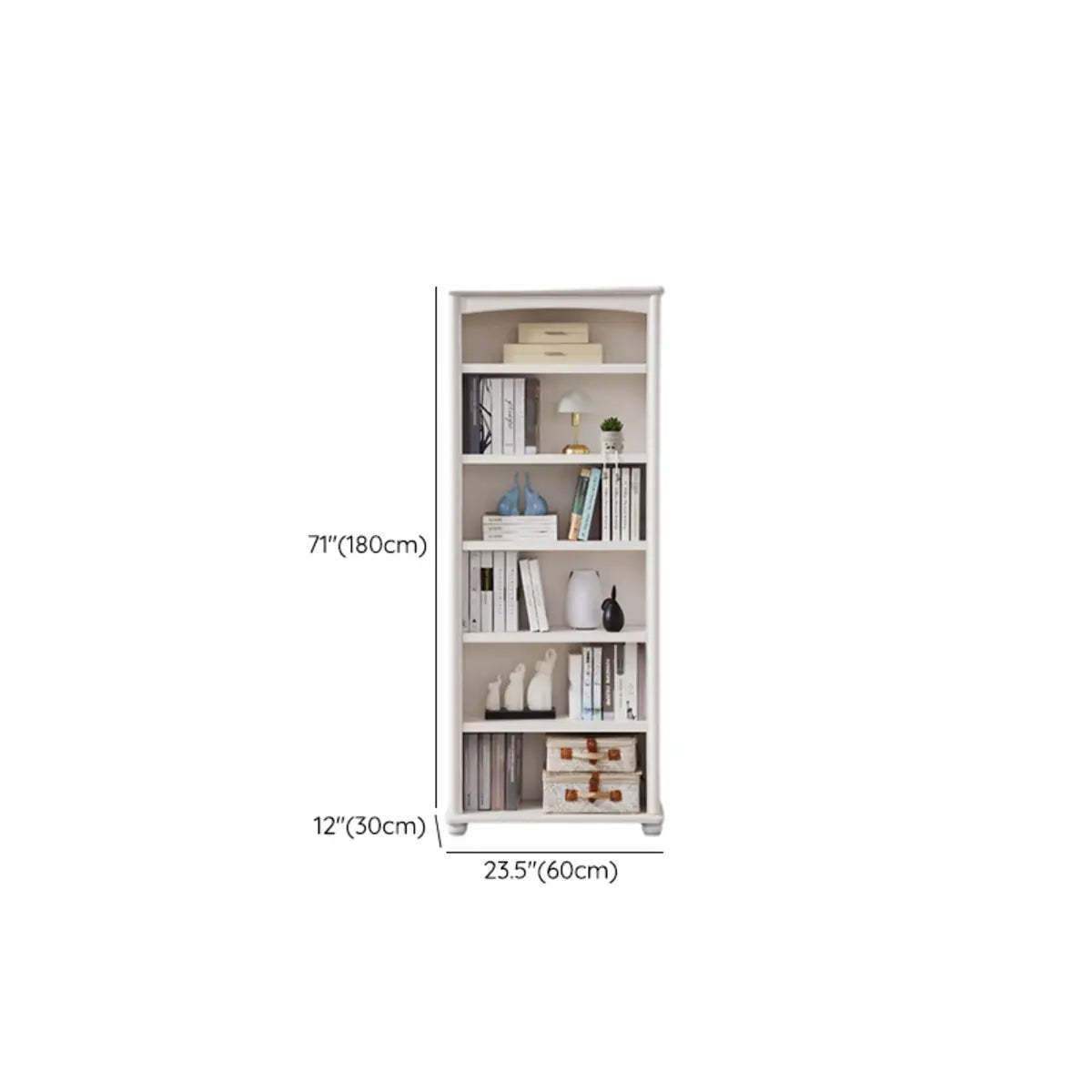 Classic White Rectangular Wood Storage Bookcase