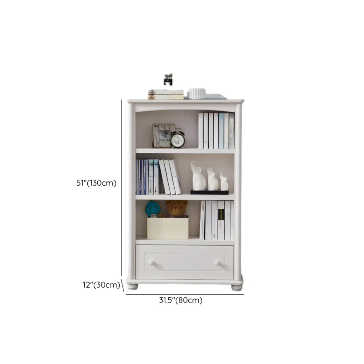 Classic White Rectangular Wood Storage Bookcase
