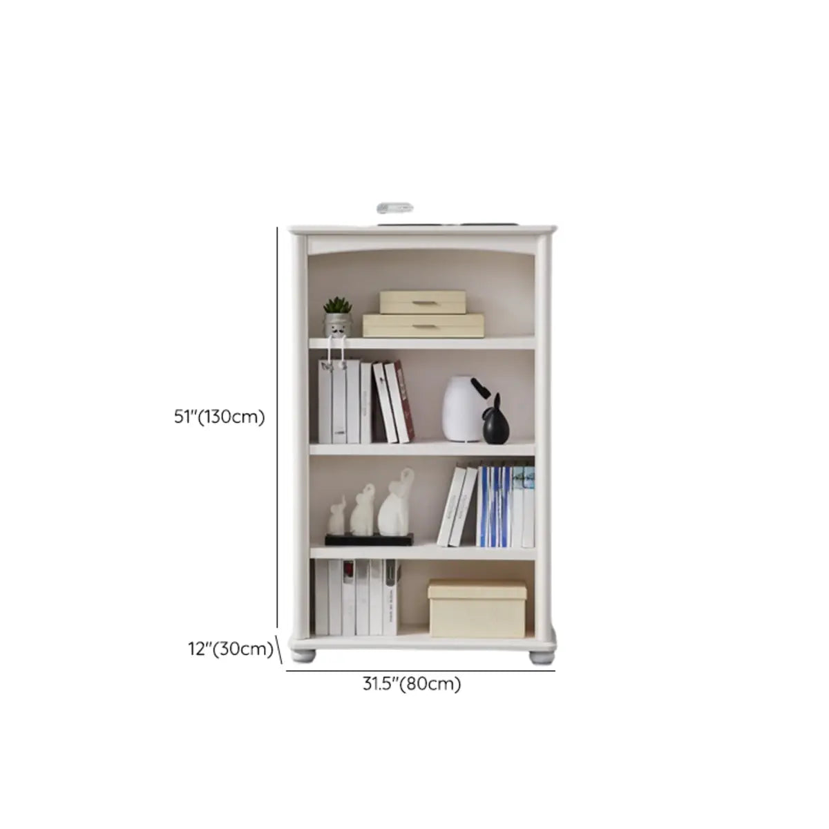 Classic White Rectangular Wood Storage Bookcase