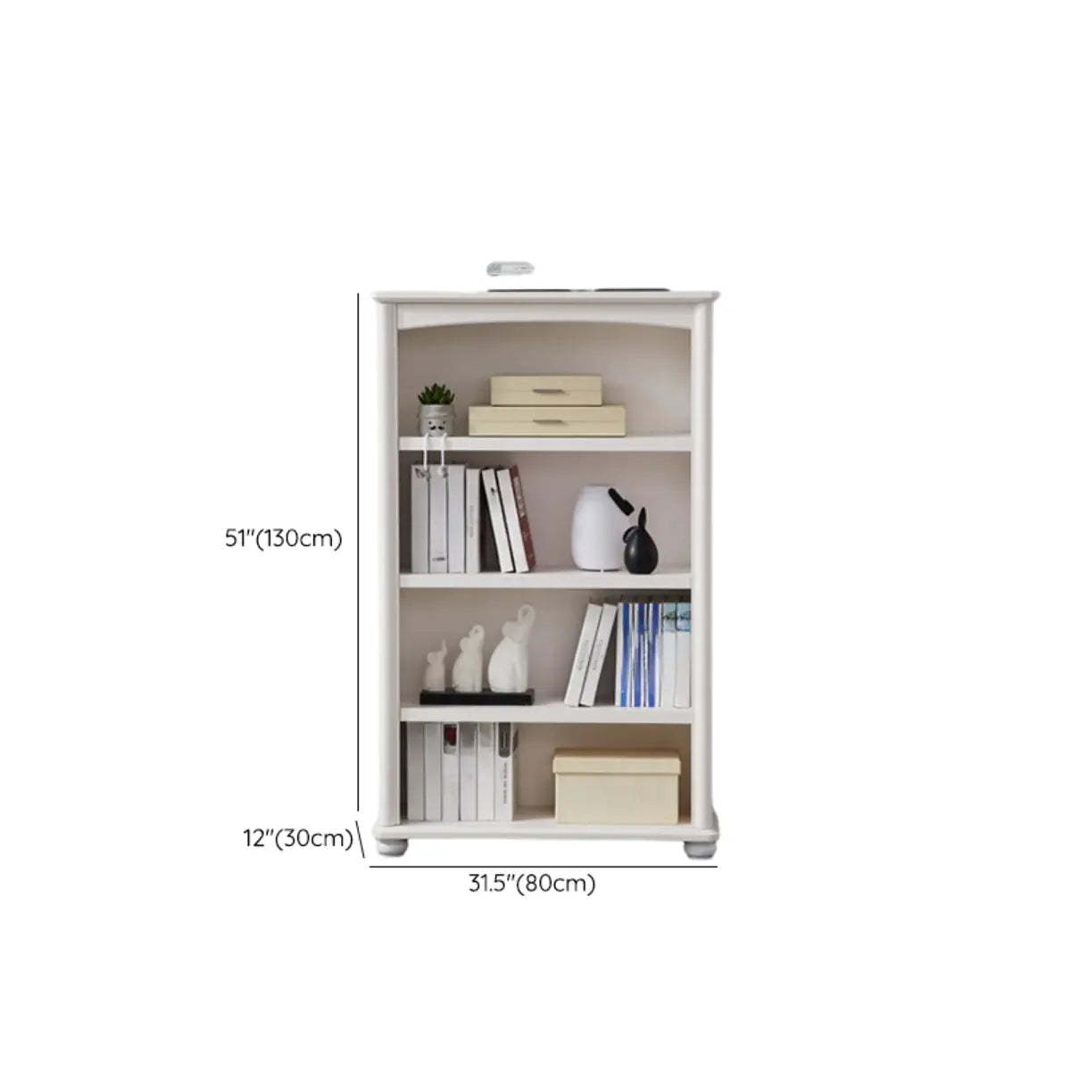 Classic White Rectangular Wood Storage Bookcase