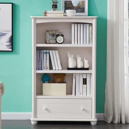 Classic White Rectangular Wood Storage Bookcase — 2 / 1