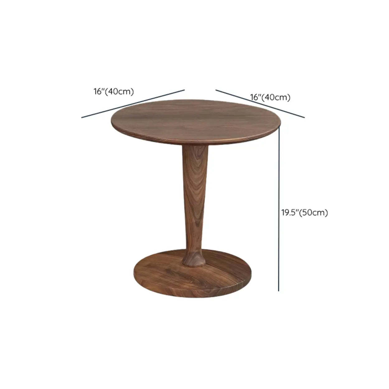 Classic Small Round Walnut Wood Side Table
