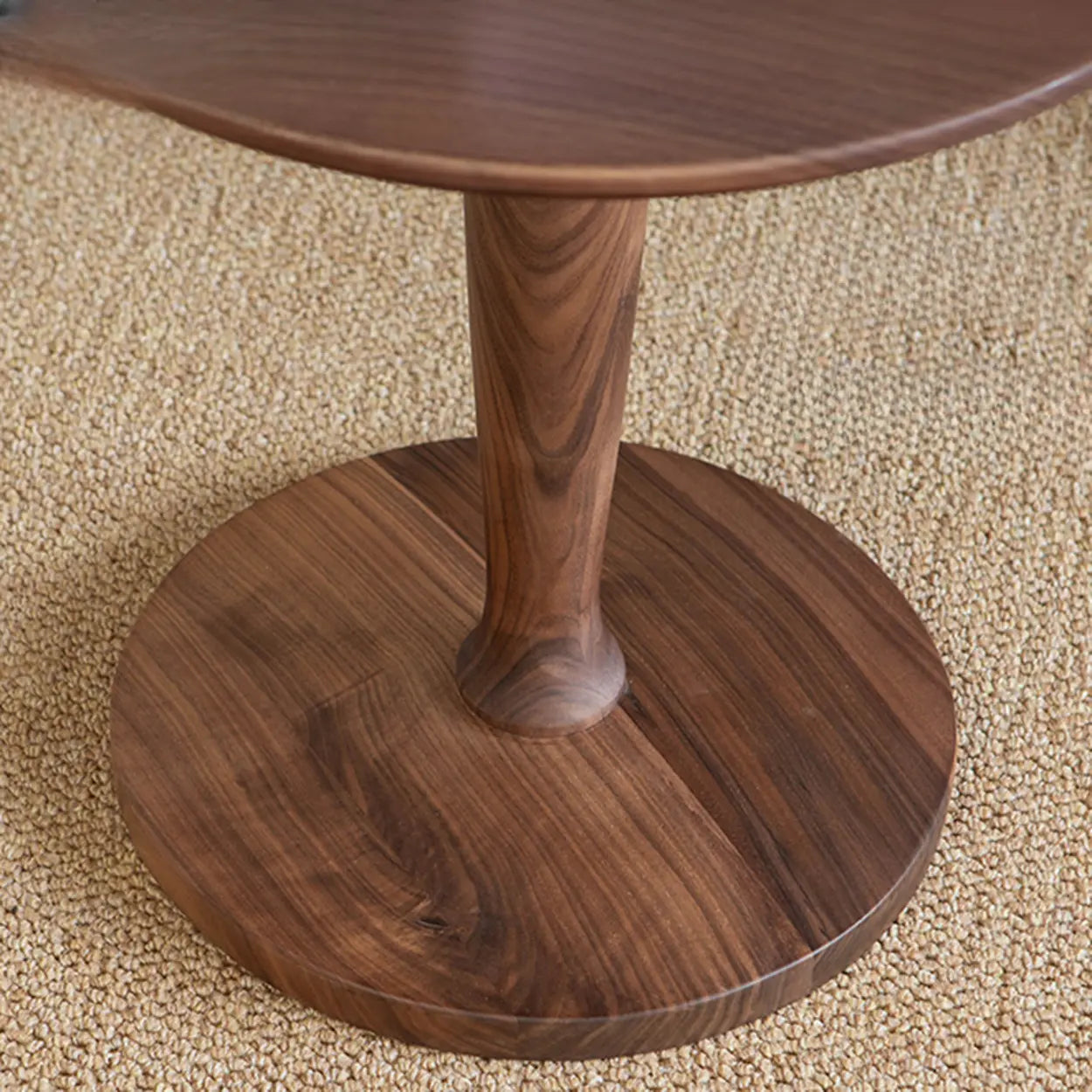 Classic Small Round Walnut Wood Side Table