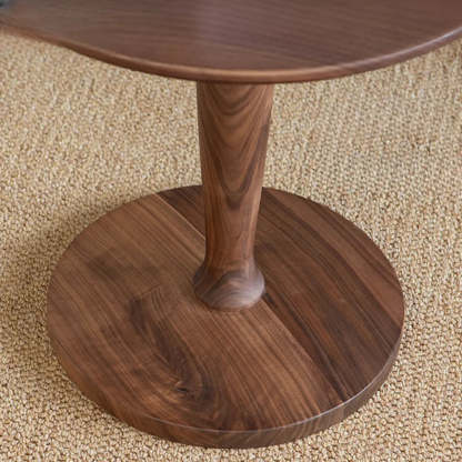 Classic Small Round Walnut Wood Side Table