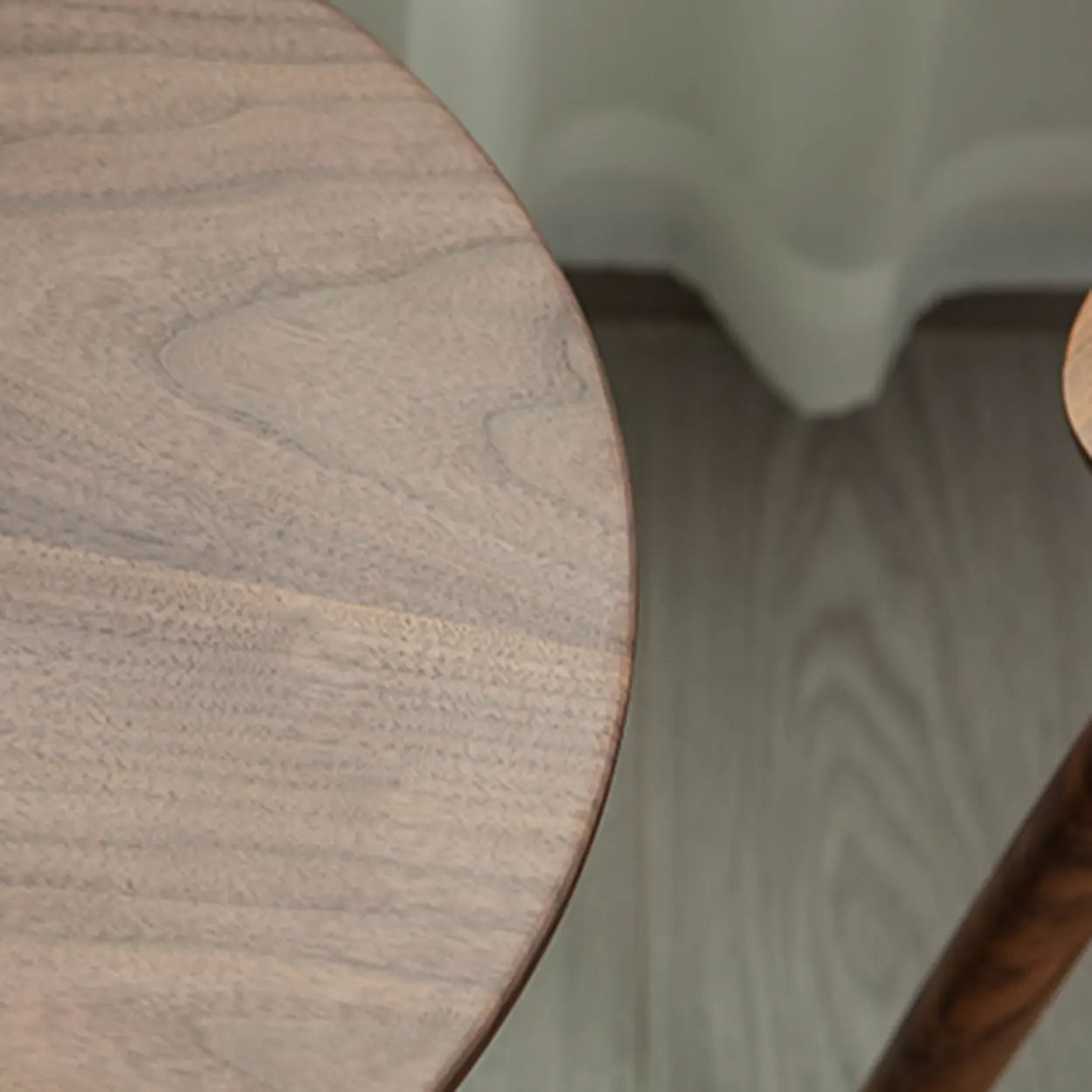 Classic Small Round Walnut Wood Side Table