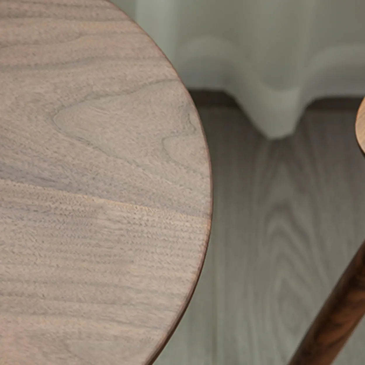 Classic Small Round Walnut Wood Side Table