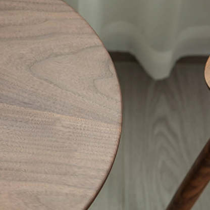 Classic Small Round Walnut Wood Side Table