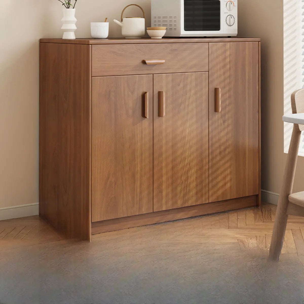 Classic Teak 3-Drawer Storage Buffet — Cherry Wood