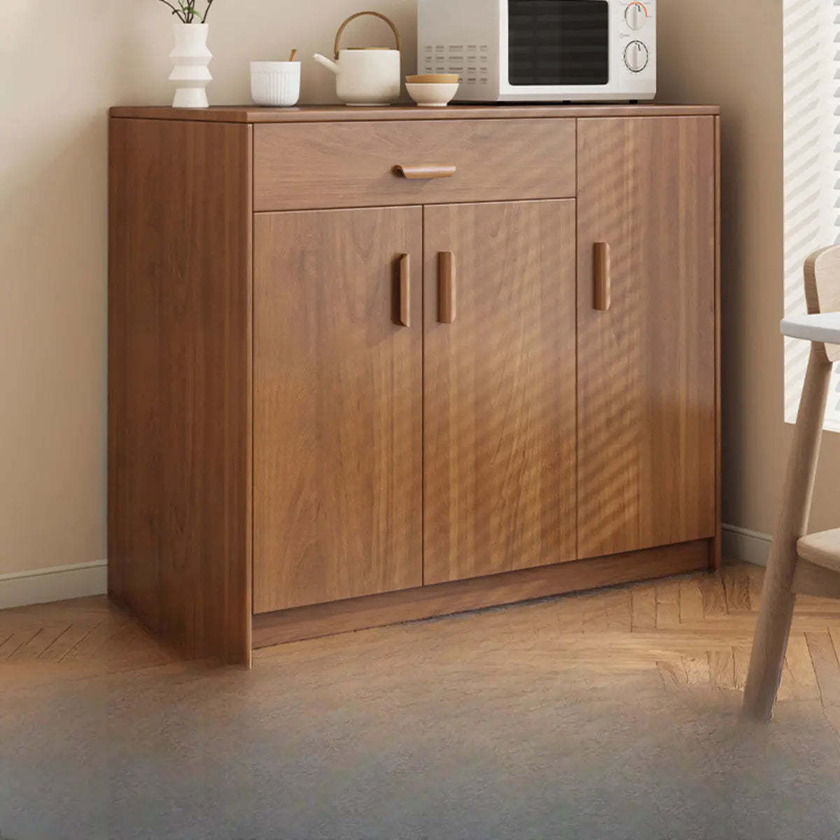 Classic Teak 3-Drawer Storage Buffet — Cherry Wood