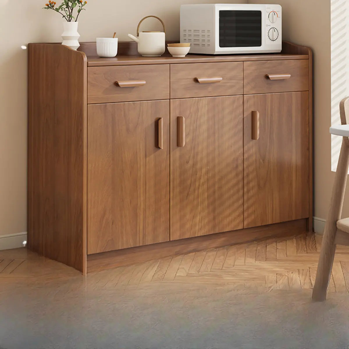 Classic Teak 3-Drawer Storage Buffet — Grey