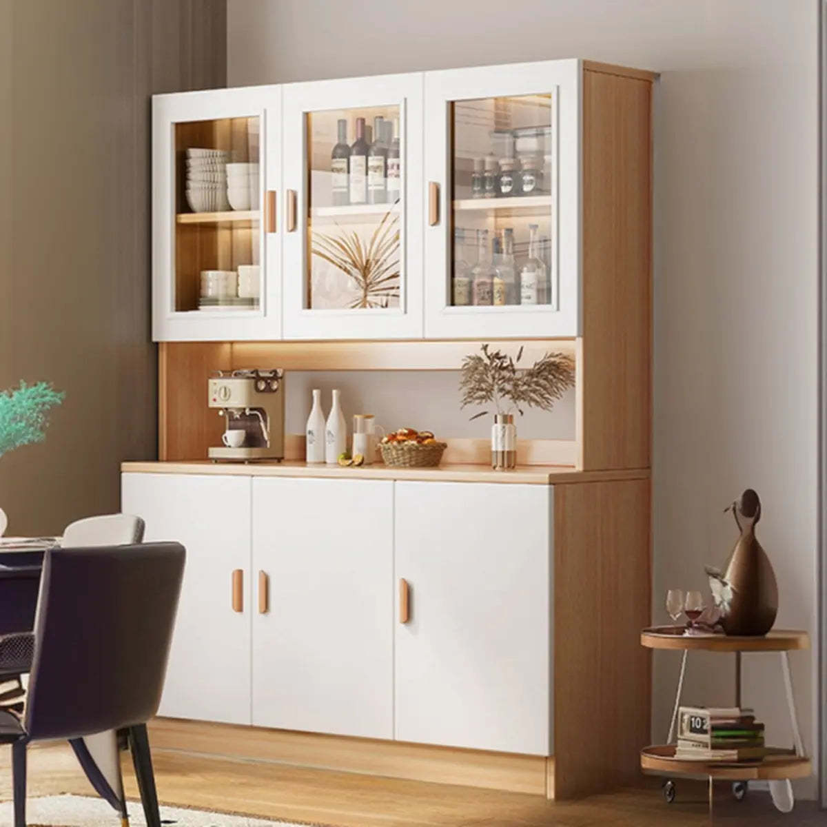 Lighom modern 3-drawer decor walnut buffets & sideboards in metal — 47" L x 14" W x 72" H / Cherry