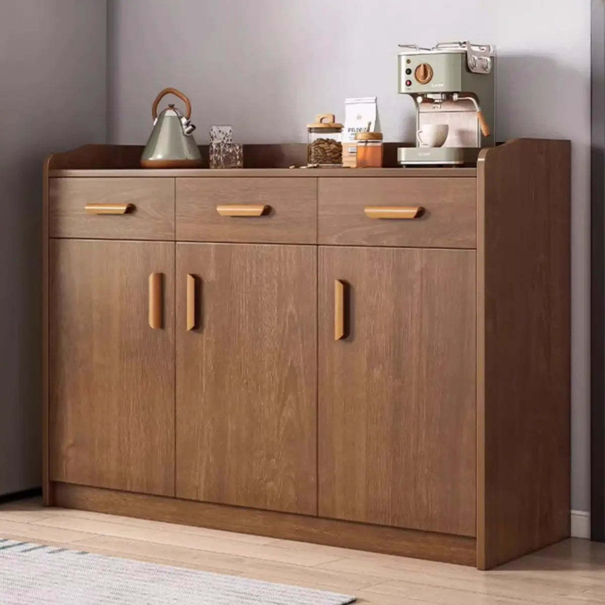 Classic Teak 3-Drawer Storage Buffet — Sandalwood Color
