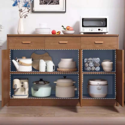 Classic Teak 3-Drawer Storage Buffet — Dark Walnut