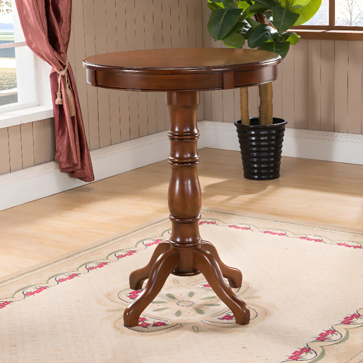 Round pedestal wood metal bar tables for kitchen