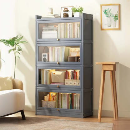 Vertical Closed-Back Cabinet Bookcase — Grey