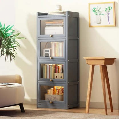 Vertical Closed-Back Cabinet Bookcase — Grey