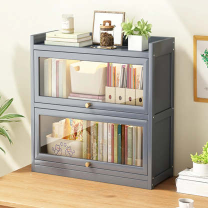 Vertical Closed-Back Cabinet Bookcase — Grey