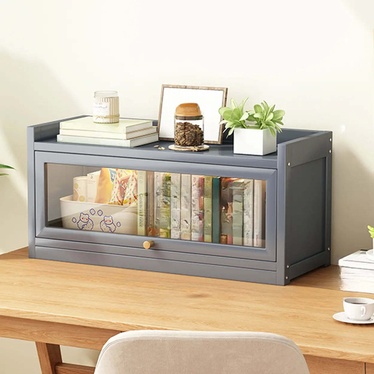 Vertical Closed-Back Cabinet Bookcase — Grey