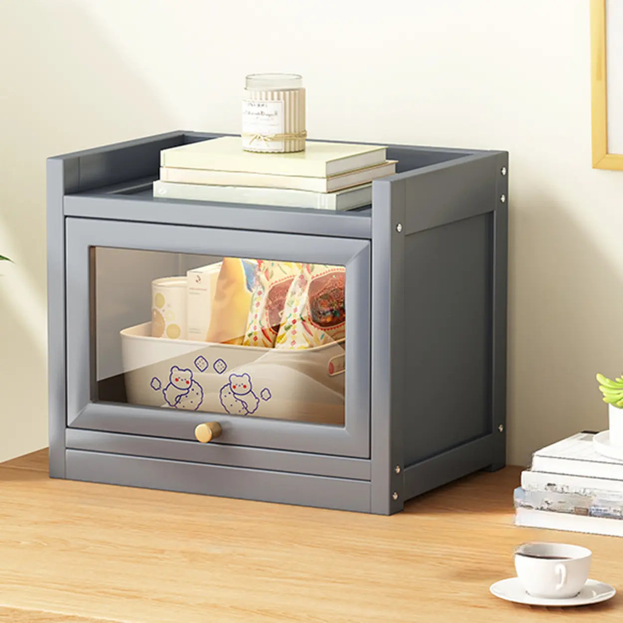 Vertical Closed-Back Cabinet Bookcase — Grey
