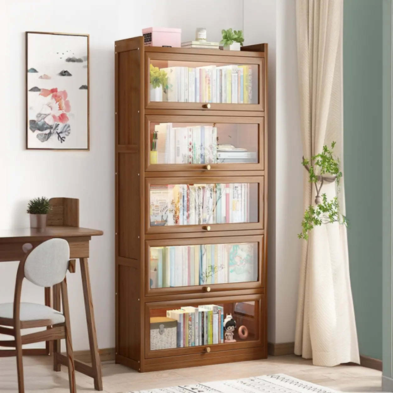 Vertical Closed-Back Cabinet Bookcase — Grey
