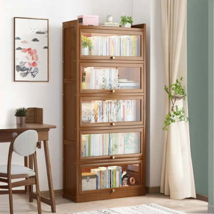 Vertical Closed-Back Cabinet Bookcase — Grey