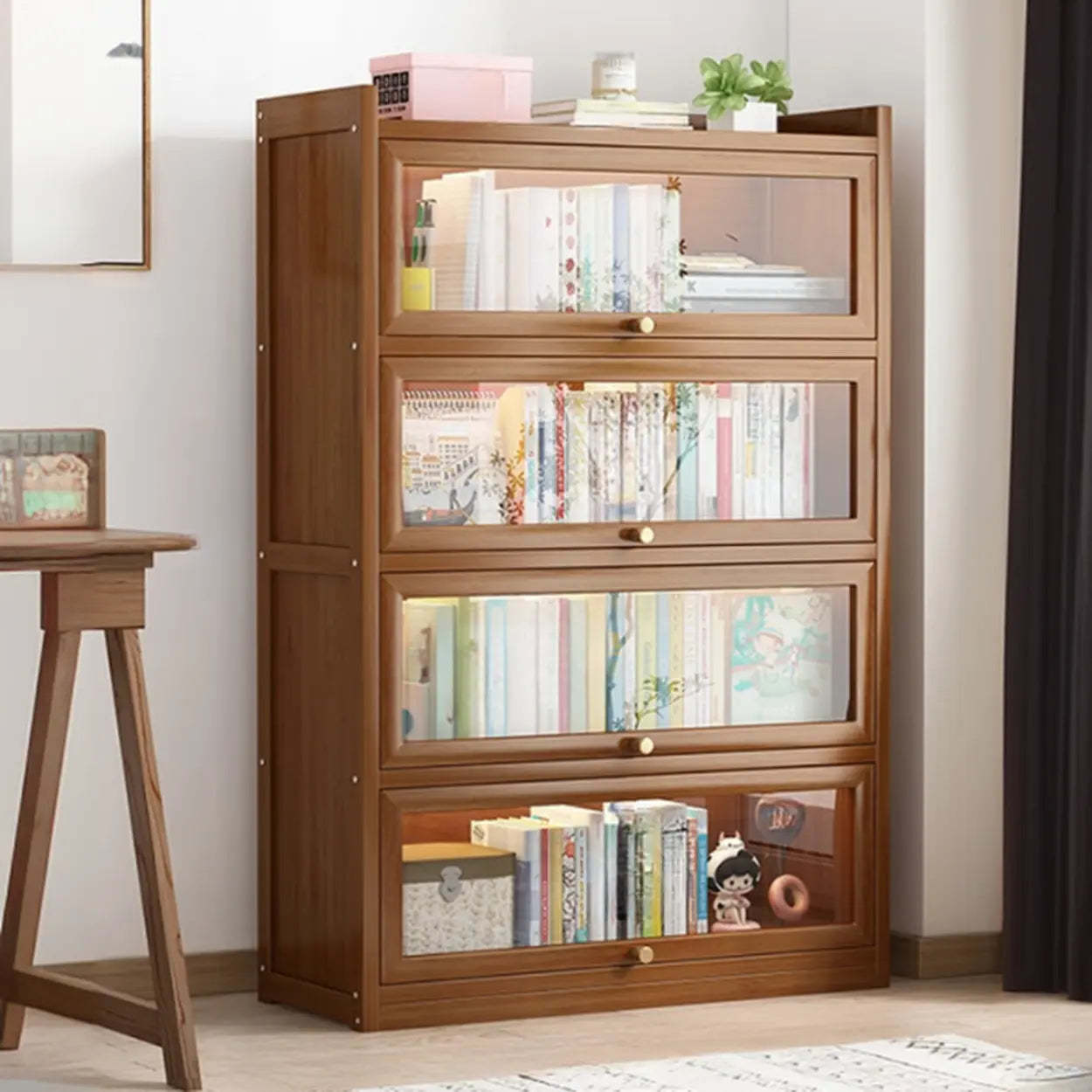 Vertical Closed-Back Cabinet Bookcase — Grey