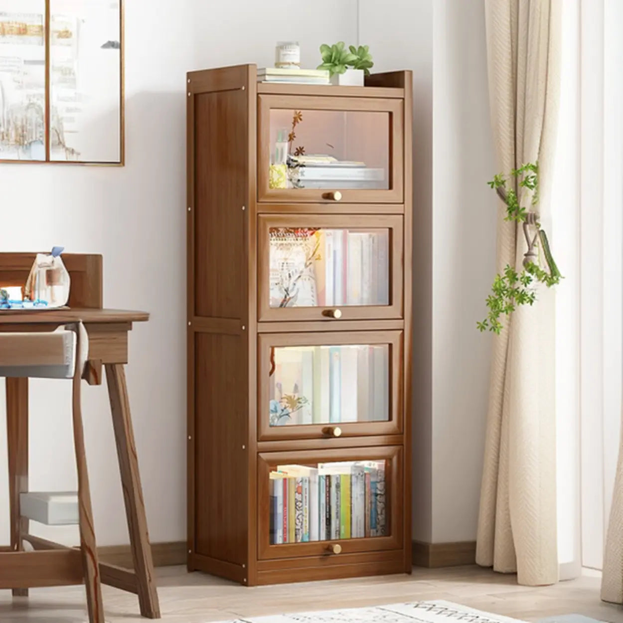Vertical Closed-Back Cabinet Bookcase — Grey
