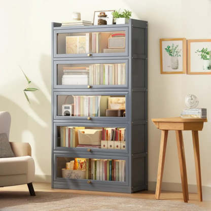 Vertical Closed-Back Cabinet Bookcase — Grey