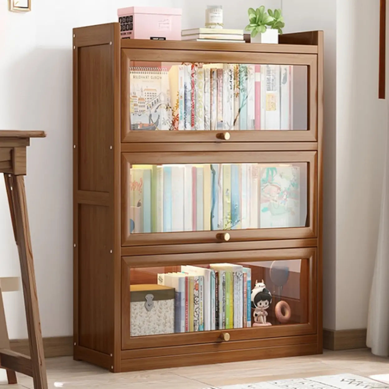 Vertical Closed-Back Cabinet Bookcase — Grey
