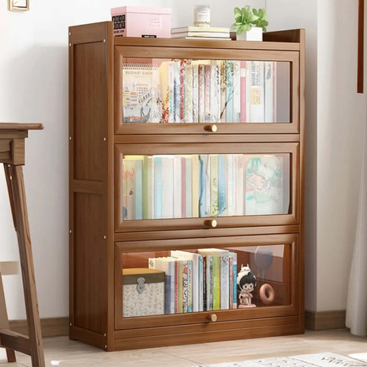 Vertical Closed-Back Cabinet Bookcase — Grey
