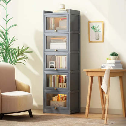 Vertical Closed-Back Cabinet Bookcase — Grey