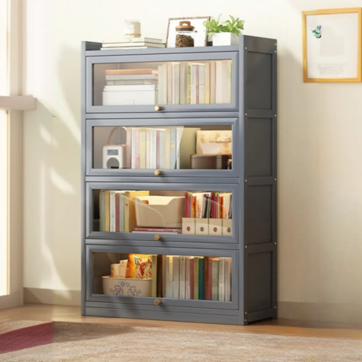 Vertical Closed-Back Cabinet Bookcase — Grey