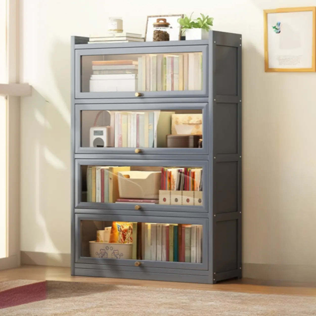 Vertical Closed-Back Cabinet Bookcase — Grey