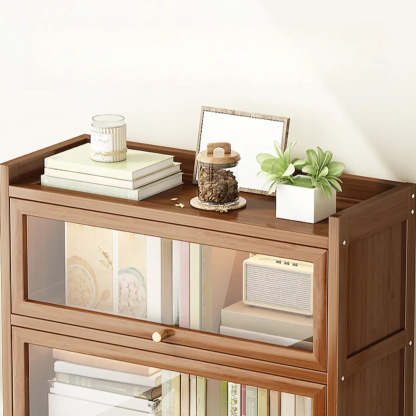 Vertical Closed-Back Cabinet Bookcase — Tan