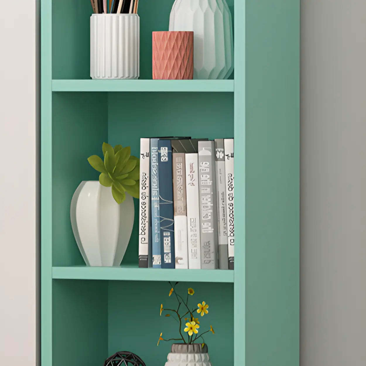 Classic Vertical Closed Wood Narrow Bookcase