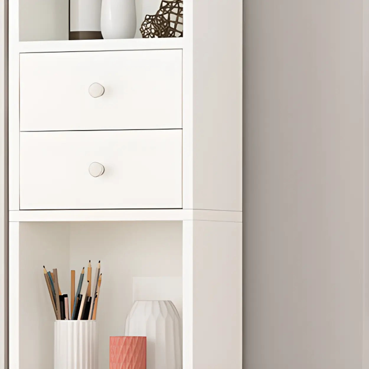 Classic Vertical Closed Wood Narrow Bookcase