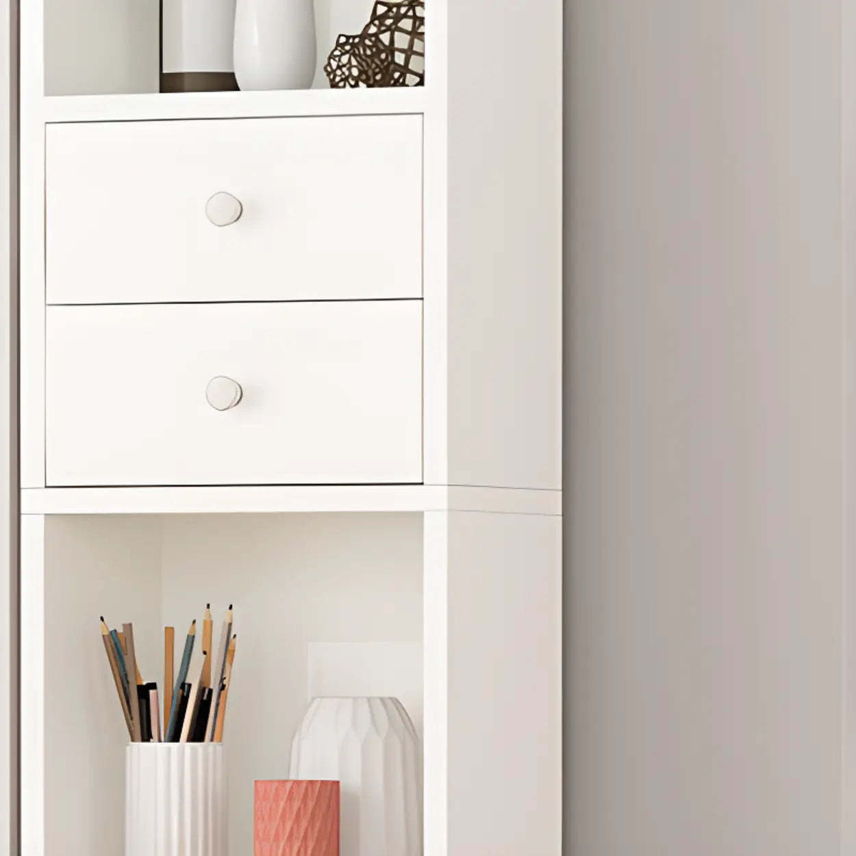 Classic Vertical Closed Wood Narrow Bookcase