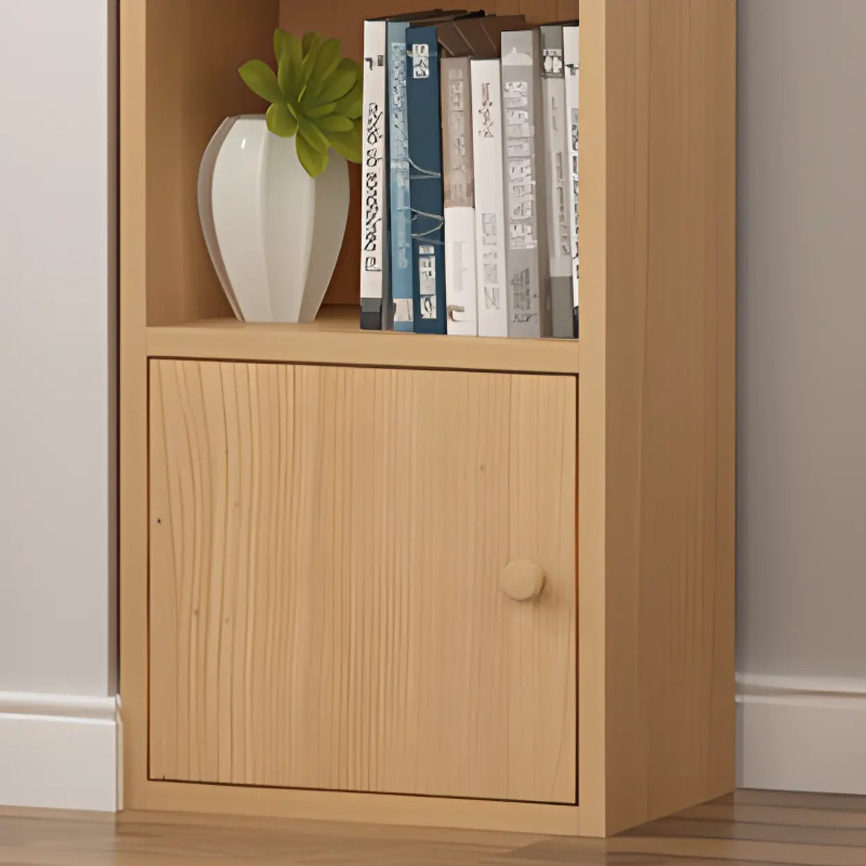 Classic Vertical Closed Wood Narrow Bookcase
