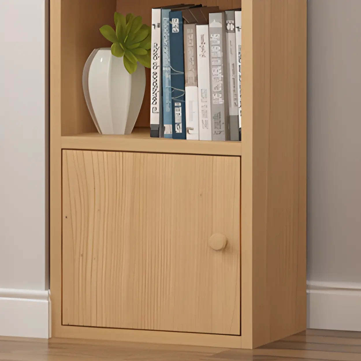 Classic Vertical Closed Wood Narrow Bookcase