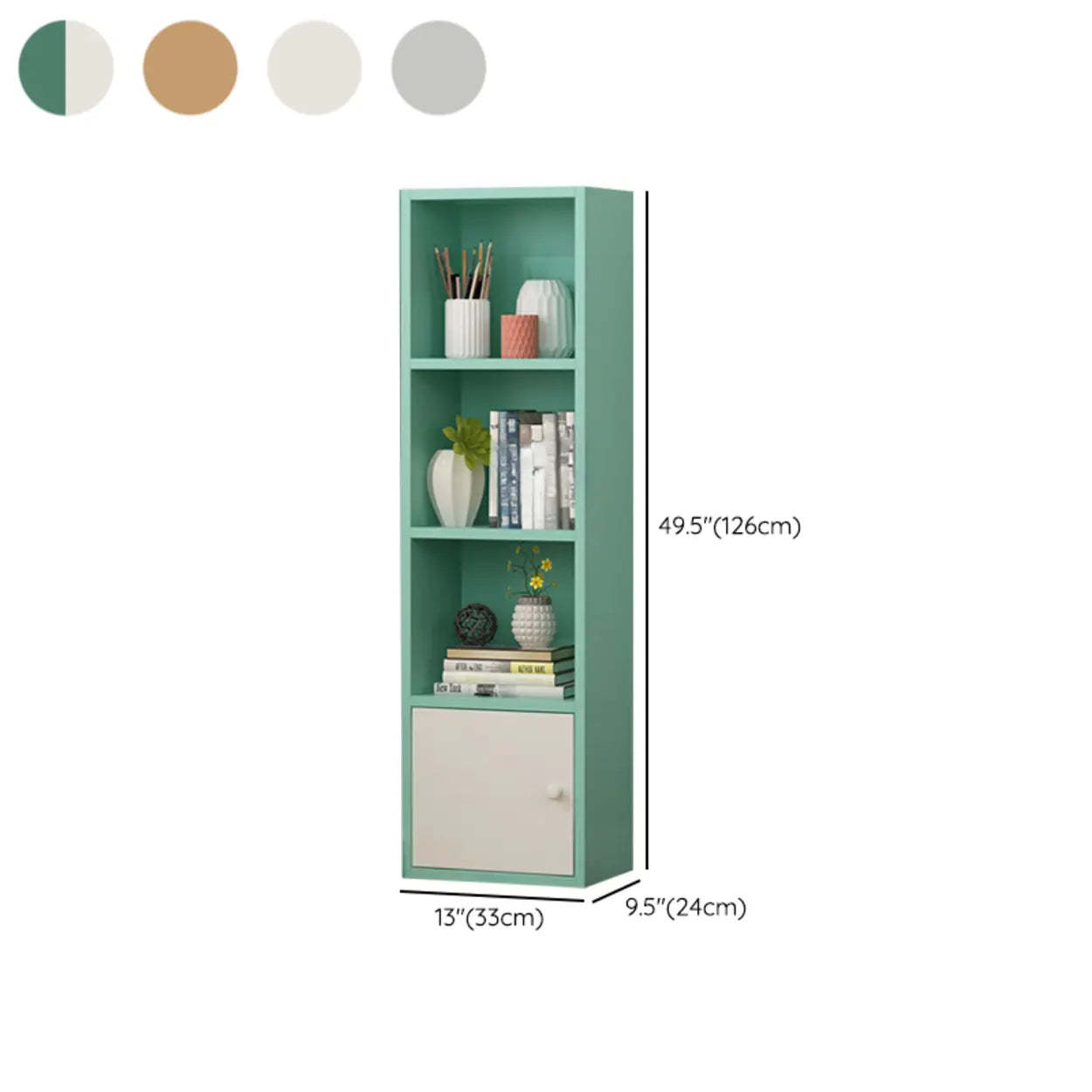 Classic Vertical Closed Wood Narrow Bookcase