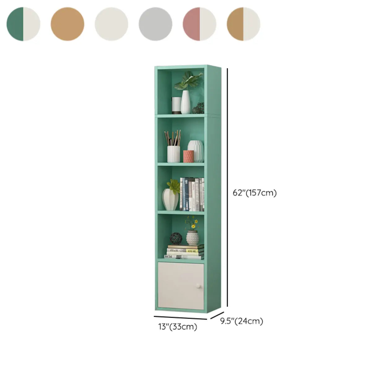 Classic Vertical Closed Wood Narrow Bookcase