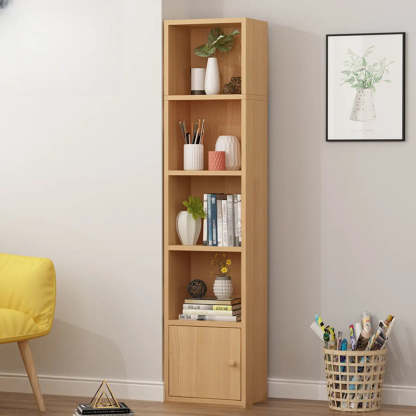 Classic Vertical Closed Wood Narrow Bookcase — Green/ White