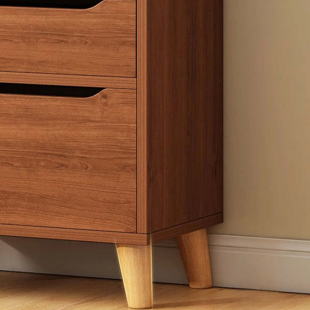 Classic Walnut Wood Narrow Bookcase with Drawers — White