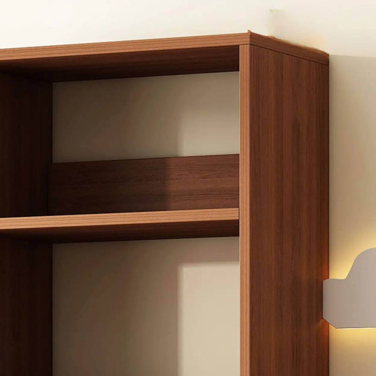 Classic Walnut Wood Narrow Bookcase with Drawers — White