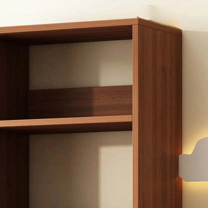 Classic Walnut Wood Narrow Bookcase with Drawers — White