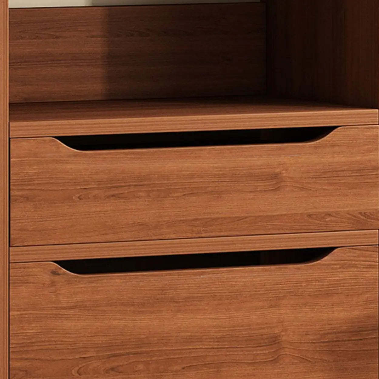 Classic Walnut Wood Narrow Bookcase with Drawers — White