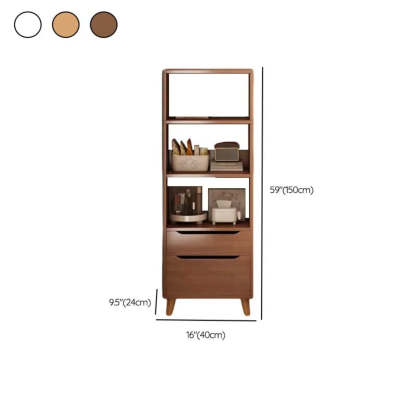 Classic Walnut Wood Narrow Bookcase with Drawers