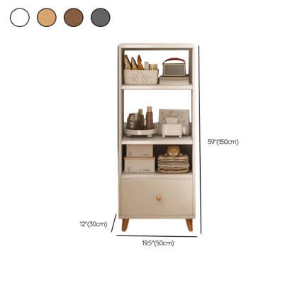 Classic Walnut Wood Narrow Bookcase with Drawers