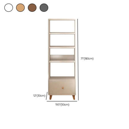 Classic Walnut Wood Narrow Bookcase with Drawers