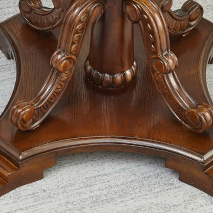 Vintage Round Brown Wood Counter Height Bar Table
